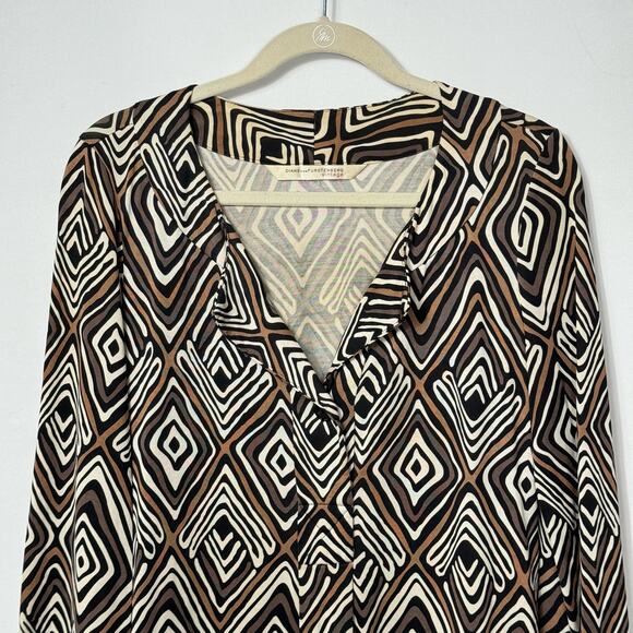 Diane Von Furstenberg Black and White Geometric Midi Dress - Picture 3 of 11